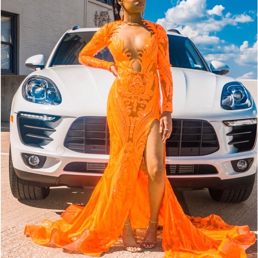 custom orange prom/homecoming dress